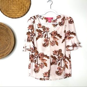 Catherine Malandrino Pink Floral Blouse